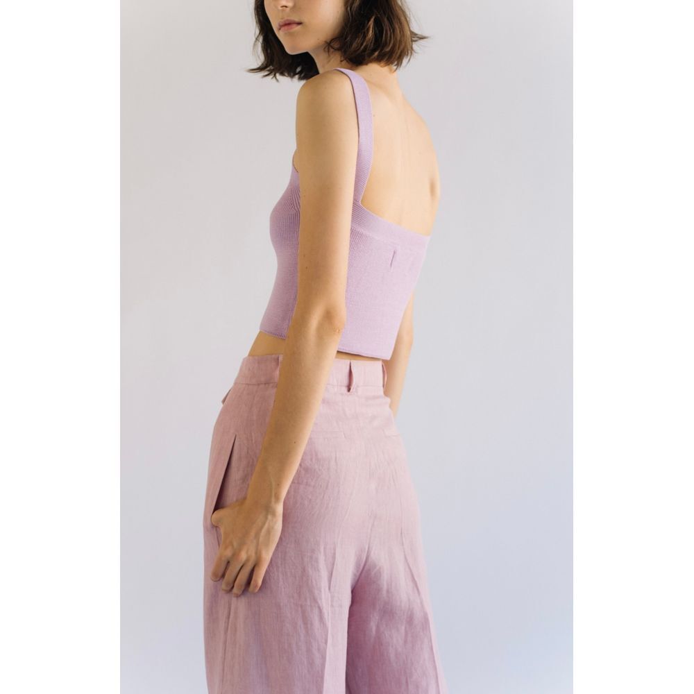 Wide Leg Linen-Blend Pants in Lavender - Picture 3 of 11
